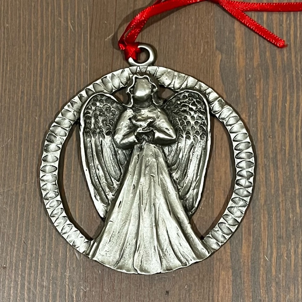 Carole Ranney Pewter Angel Christmas Ornament 2004 Sculpted Metal Round
